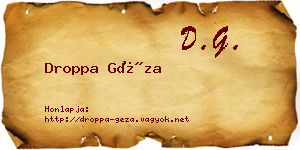 Droppa Géza névjegykártya