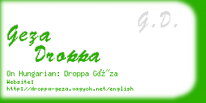 geza droppa business card